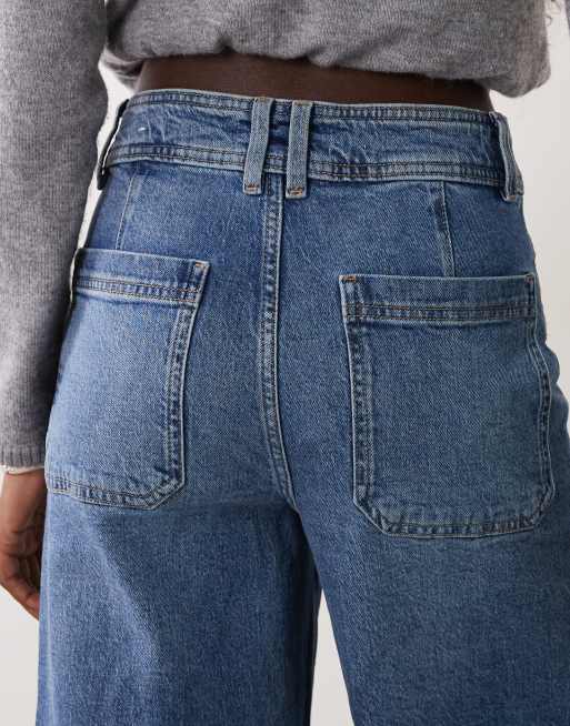 Mango Catherine wide leg jeans in mid blue, 4 of 5
