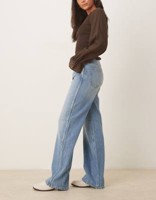 Mango Cecilia Mid Rise Straight Jeans In Blue