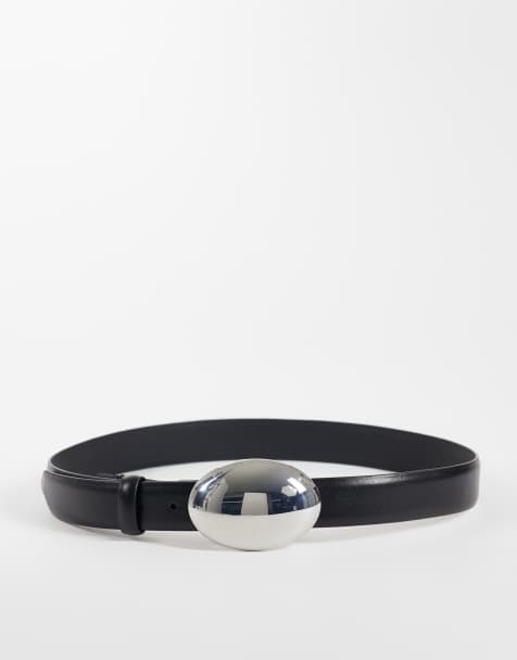 Mango ceinture à boucle ovale noire - view 1