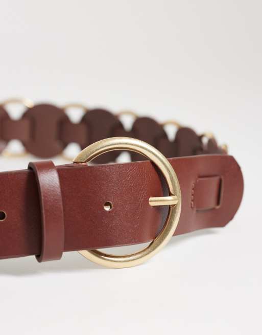 Mango - Ceinture avec anneaux dorés - Marron, 2 de 3