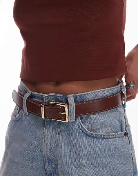Mango - Ceinture avec boucle carrée classique - Marron - view 1