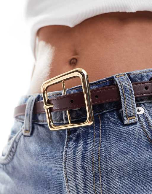 Mango - Ceinture avec boucle carrée - Noir