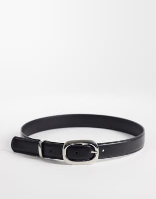 Mango - Ceinture avec boucle métallique ovale - Noir