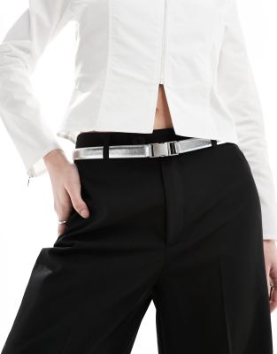 Mango clip belt in silver - ASOS Price Checker