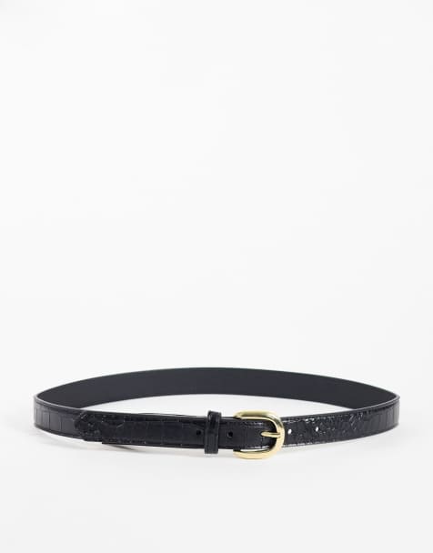Mango ceinture classique effet croco noire - view 1