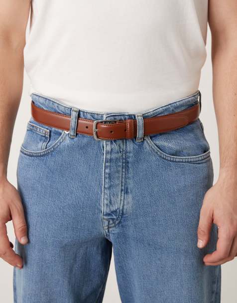 Mango - Ceinture classique en cuir avec boucle argentée - Marron clair - view 1