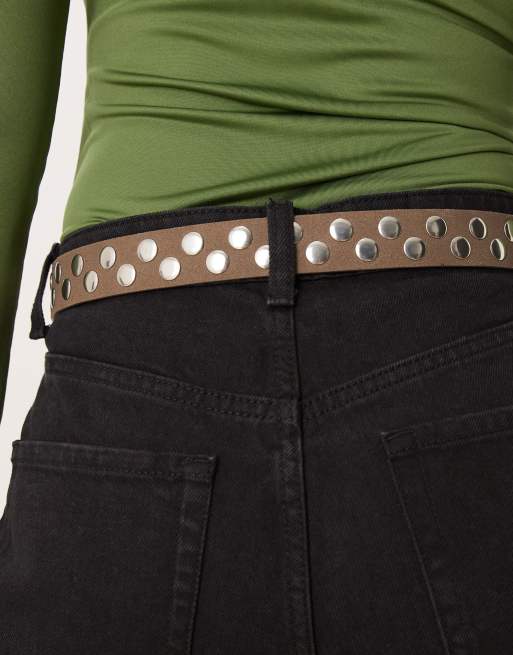 Mango - Ceinture cloutée en daim - Champignon, 3 de 3