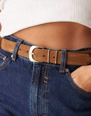 Mango - Ceinture en daim classique - Marron