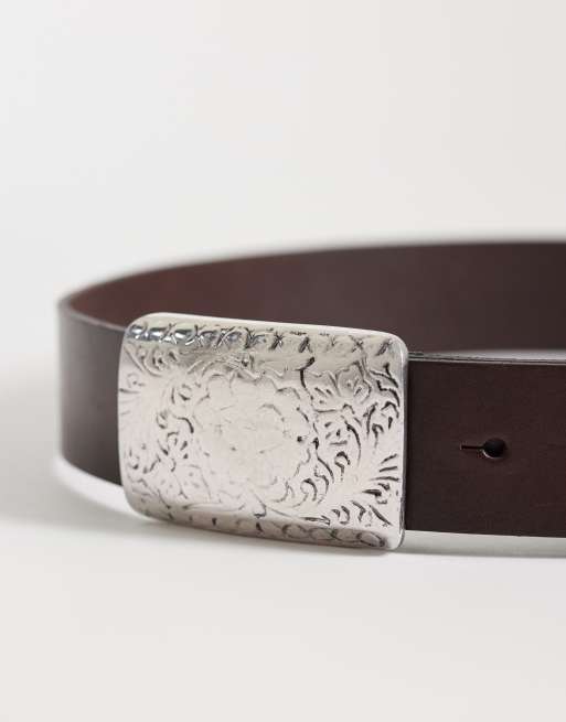 Mango - Ceinture en similicuir avec boucle oversize - Marron foncé, 2 de 3