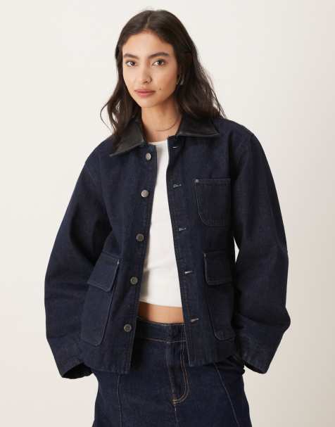 Mango Celia 100% cotton denim jacket in indigo - view 1