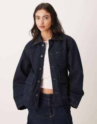 Mango - Celia - Jeansjacke aus 100% Baumwolle in Indigoblau