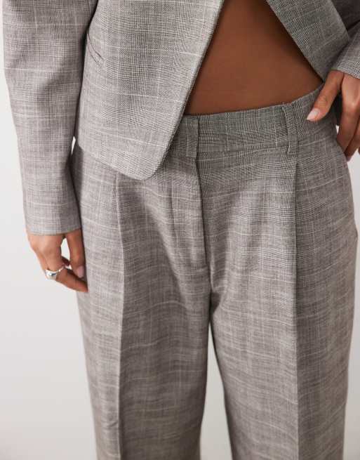 Mango Celia relaxed tailored trouser co-ord in grey check print, 3 of 4