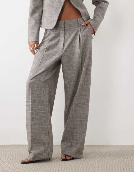 Mango Celia relaxed tailored trouser set in gray check print, 2 of 4
