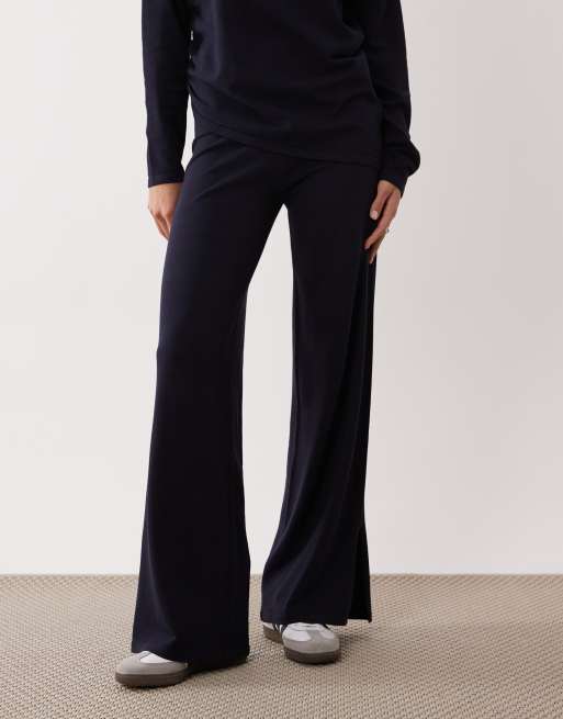 Mango - Centollo - Gebreide rechte broek in marineblauw, deel van co-ord set, 2 van 5