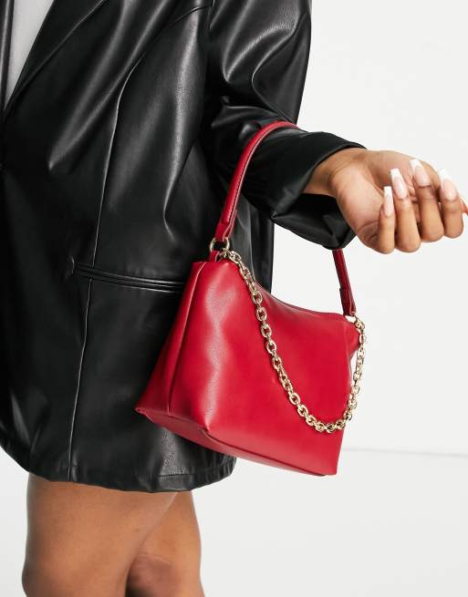 Mango chain detail shoulder bag in red