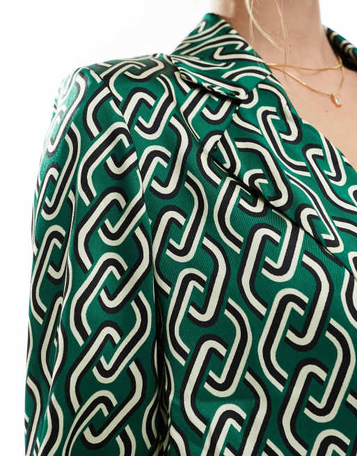 Mango chain graphic satin shirt in green