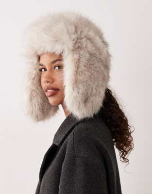 Mango - Chapeau en fausse fourrure - Avoine-Neutre