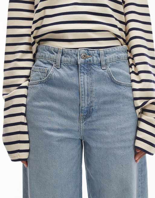 Mango - Charlot - Katoenen jeans met wijde ronde pijpen in lichtblauw, 4 van 5