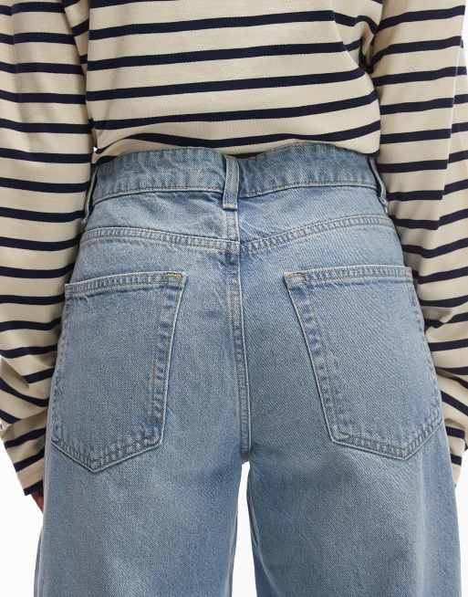 Mango - Charlot - Katoenen jeans met wijde ronde pijpen in lichtblauw, 5 van 5