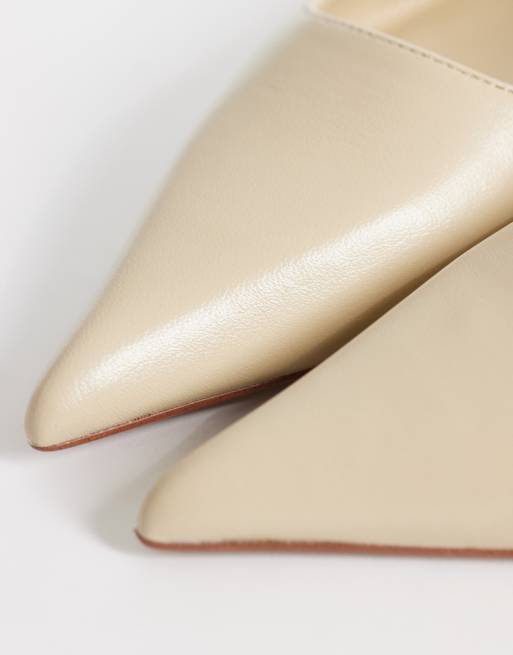 Mango - Chaussures à talon 100 % cuir à bride arrière - Écru, 4 de 4