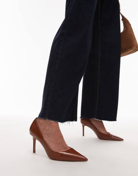 Mango - Chaussures à talon avec découpe sur le côté - Marron - view 1