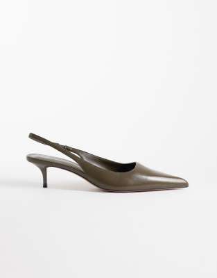Chaussures à talon et bride arrière - Kaki-Vert 34