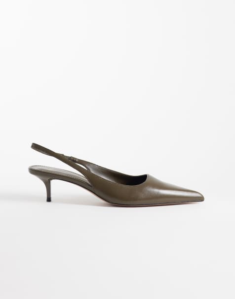 Mango - Chaussures à talon et bride arrière - Kaki - view 1