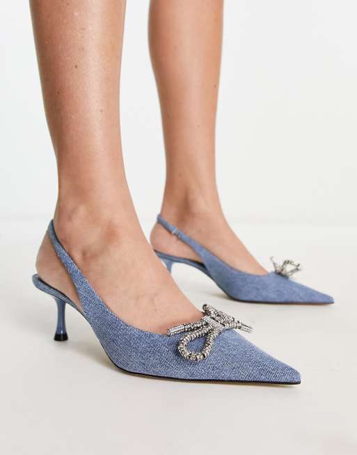 Mango Chaussures ornement es petit talon en denim Bleu