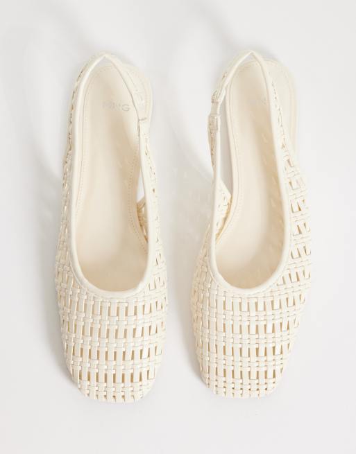 Mango - Chaussures plates tressées à bride arrière - Crème, 2 de 4