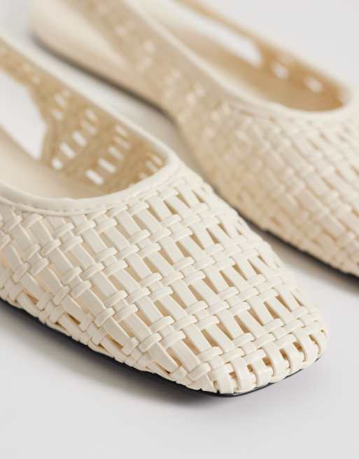 Mango - Chaussures plates tressées à bride arrière - Crème, 4 de 4