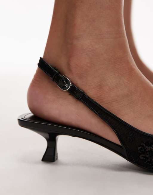 Escarpins à Talons Femme - Noir Perlé - Matière PU - Taille UK 5 - Neuves Sans Emballage