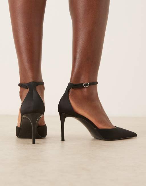 Mango - Chaussures pointues classiques à talon en satin - Noir, 3 de 4