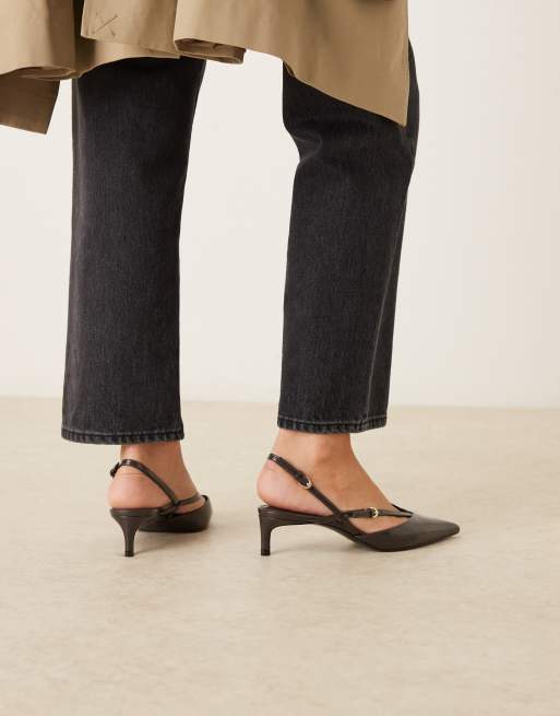 Mango - Chaussures pointues en similicuir à talon et bride arrière - Anthracite , 2 de 4