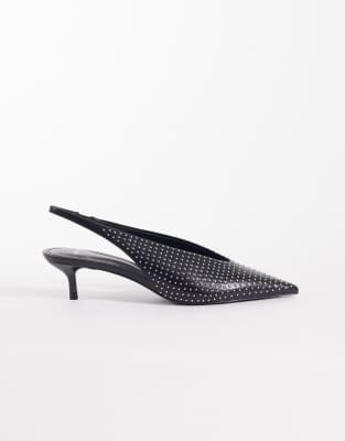 Mango - Chaussures pointues ornementées à petit talon - Noir