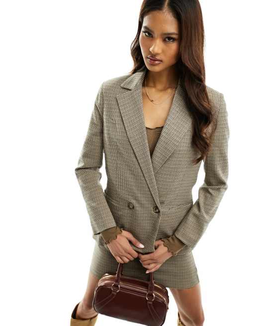 Belted hot sale plaid blazer