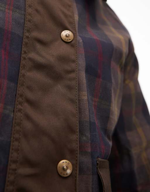 Mango check detail parka jacket in brown ASOS