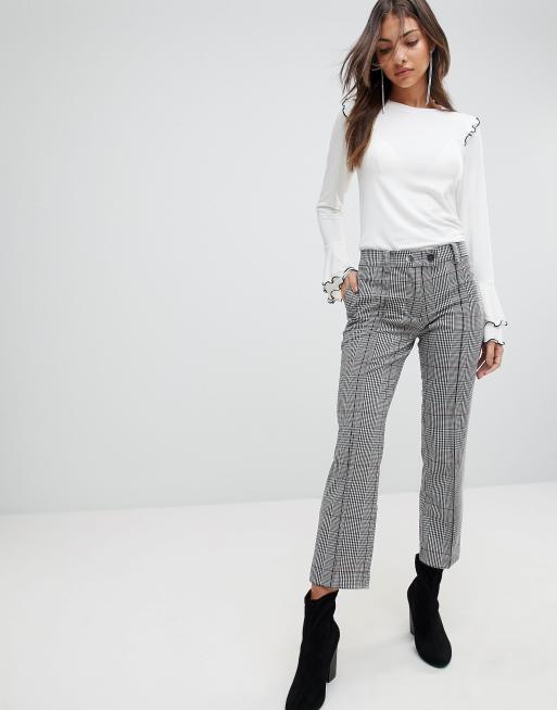 Kick flare hot sale plaid trousers