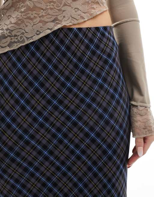 Pencil Skirt Topshop Blue Plaid Skirt Size Black Pvc Topshop