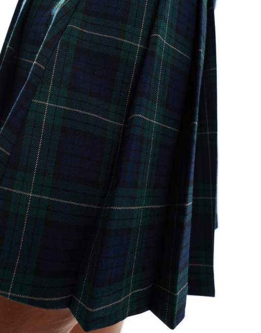 Mango check pleated mini skirt in blue, 4 of 5