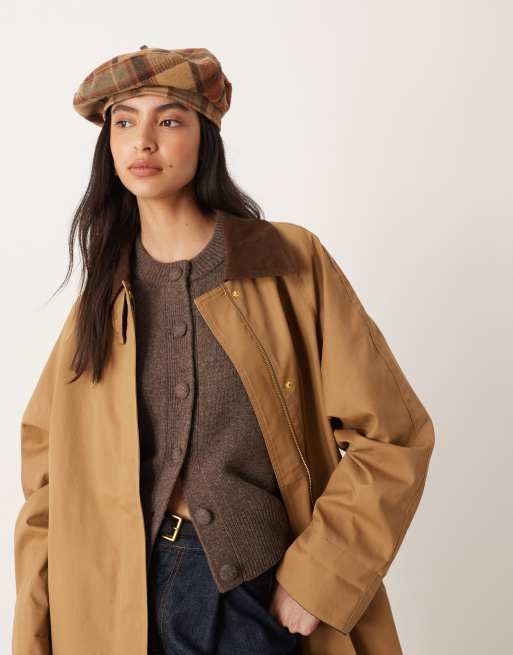 Mango checked beret in brown | ASOS