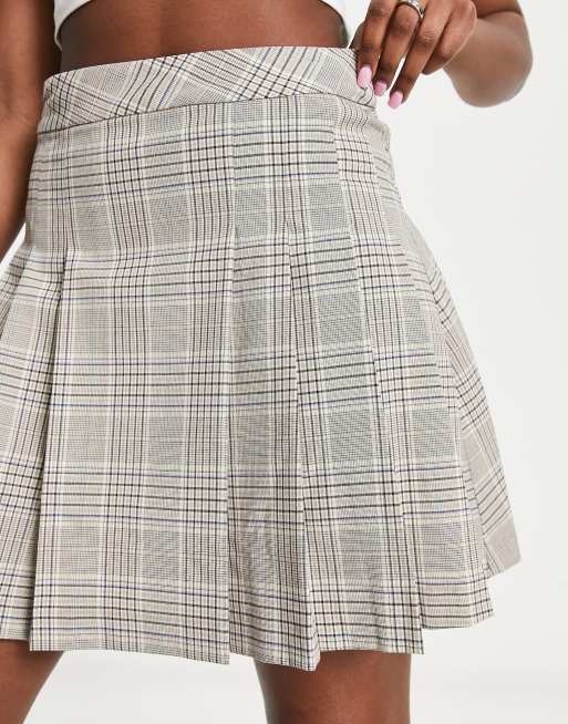 Mango checked mini tennis skirt in grey