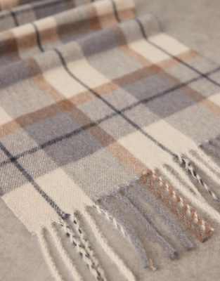 Mango Checked Scarf In Gray