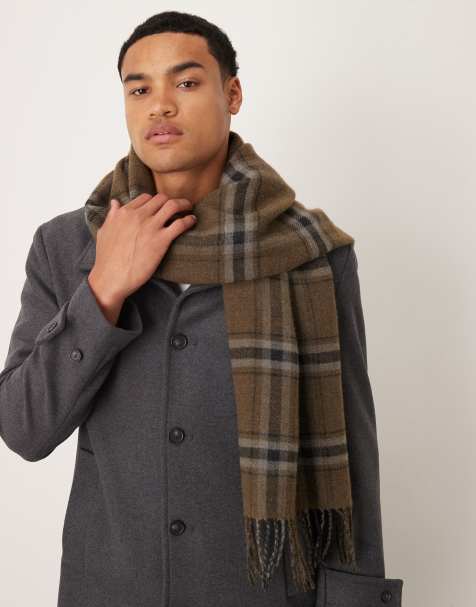 Mango checked scarf in khaki - view 1