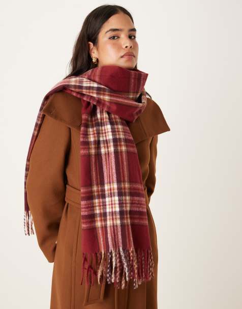 Mango checked scarf in red - view 1