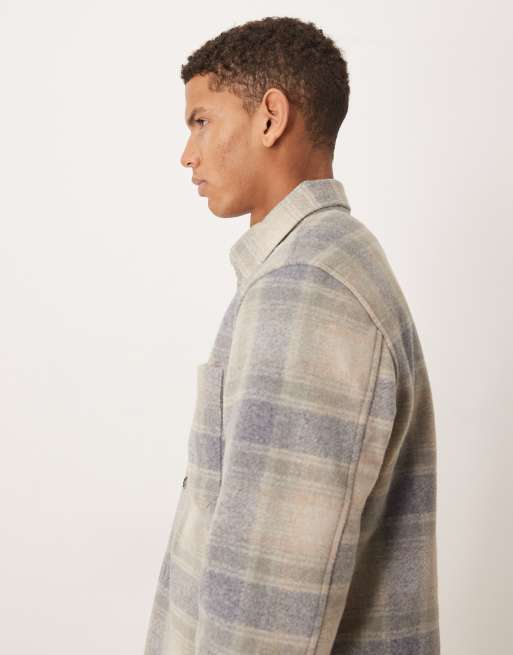Mango checked shacket in light blue | ASOS