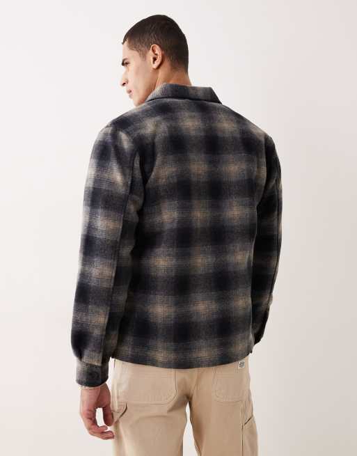 Mango checked shacket in navy | ASOS