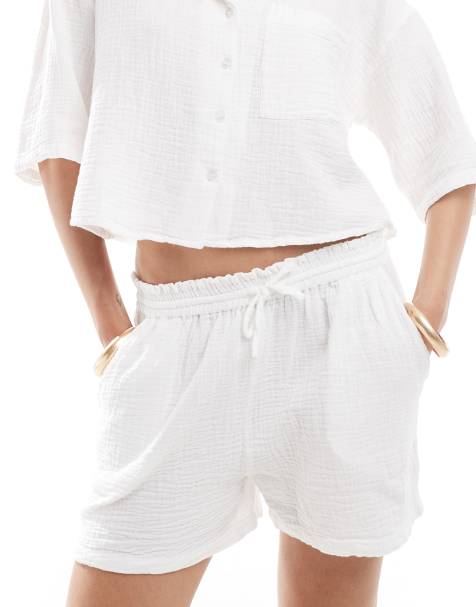 Mango cheesecloth co-ord shorts in white - view 1