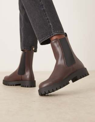 Mango - Chelsea-Stiefel in Dunkelbraun mit dicker Sohle-Brown