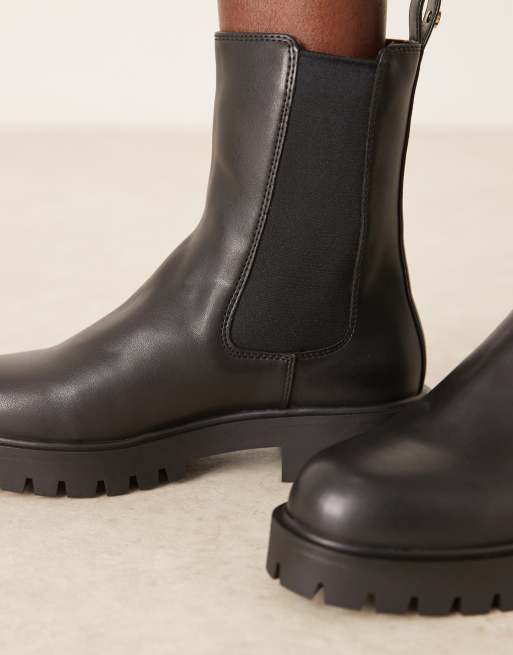 Mango – Chelsea-Stiefel in Schwarz mit Kunstpelzfutter und dicker Sohle, 3 von 4
