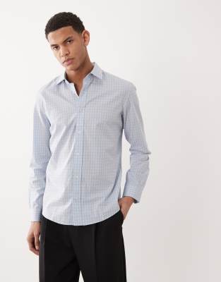 Mango - Chemise 100 % coton à carreaux vichy - Bleu pâle